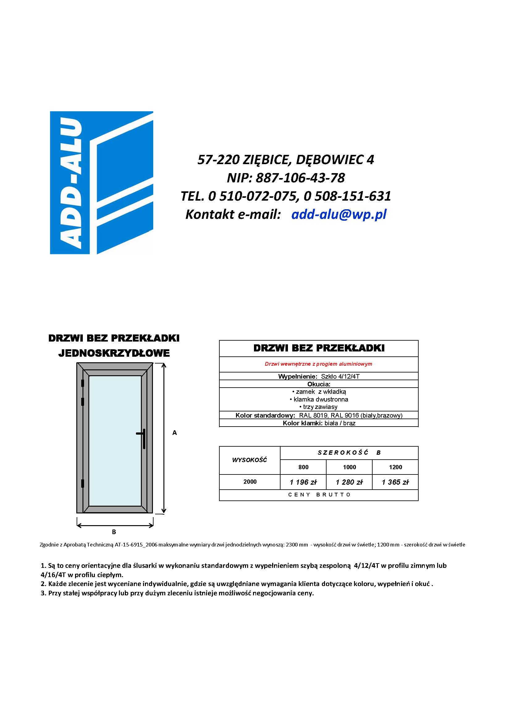 Drzwi Wewnetrzne Aluminiowe